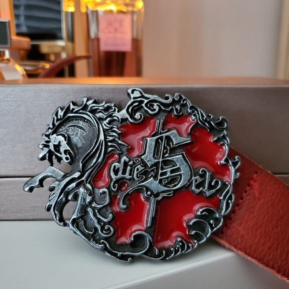 DIESEL Vintage Red Leather Belt - Picture 2 of 7